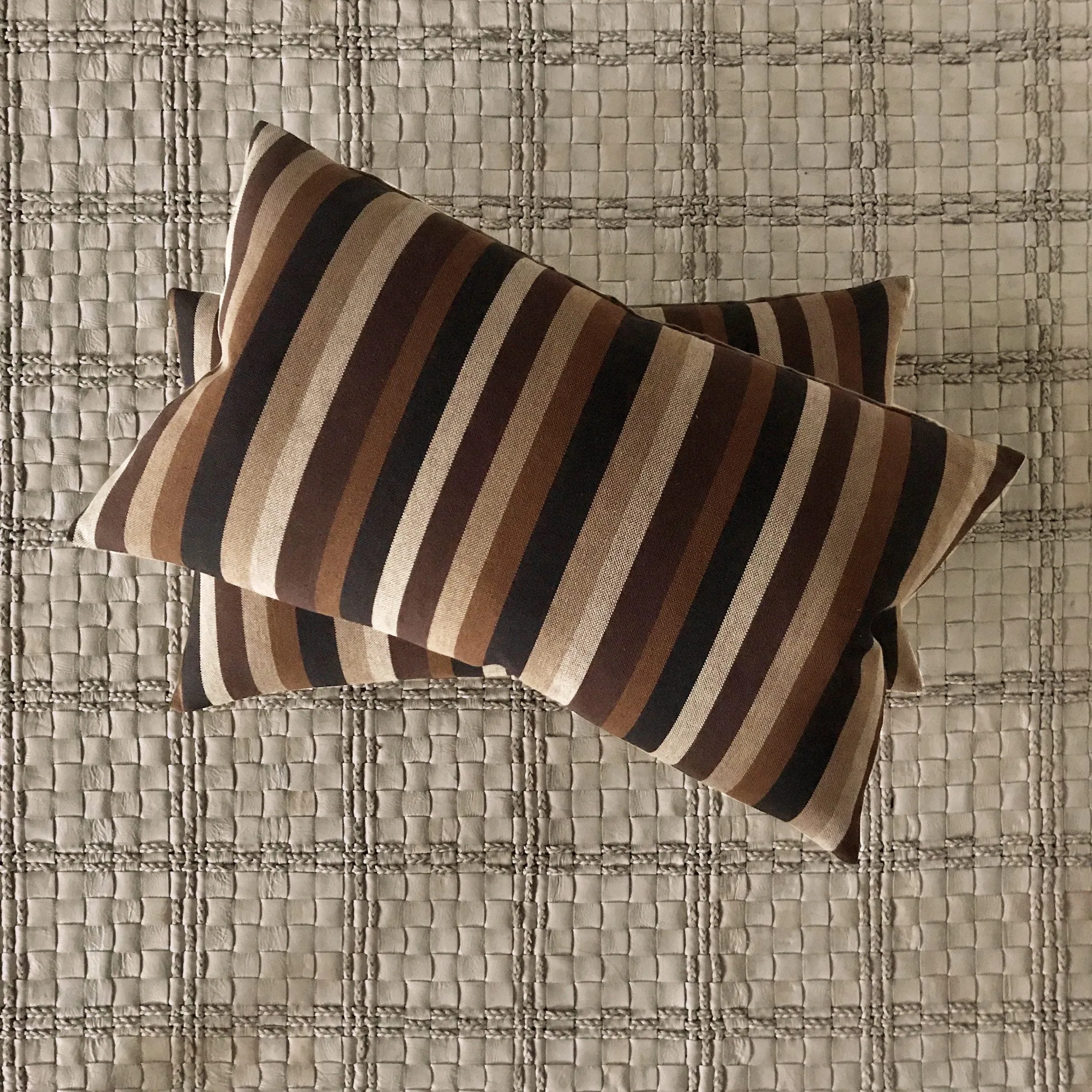 Brown Modern Stripe Woven Lumbar Pillow Cover 15x26