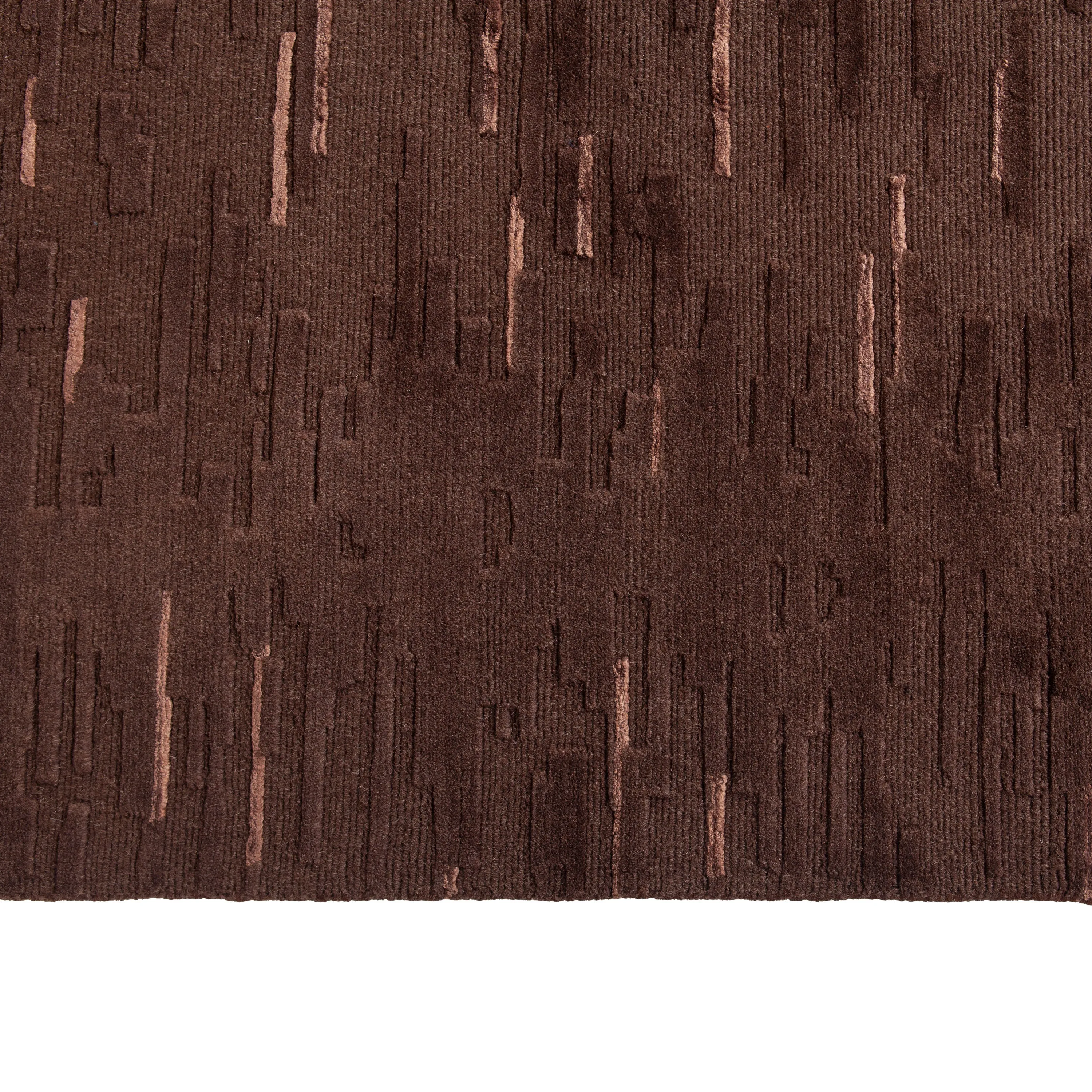 Brown Modern Wool Blend Rug - 7'11" x 9'10"