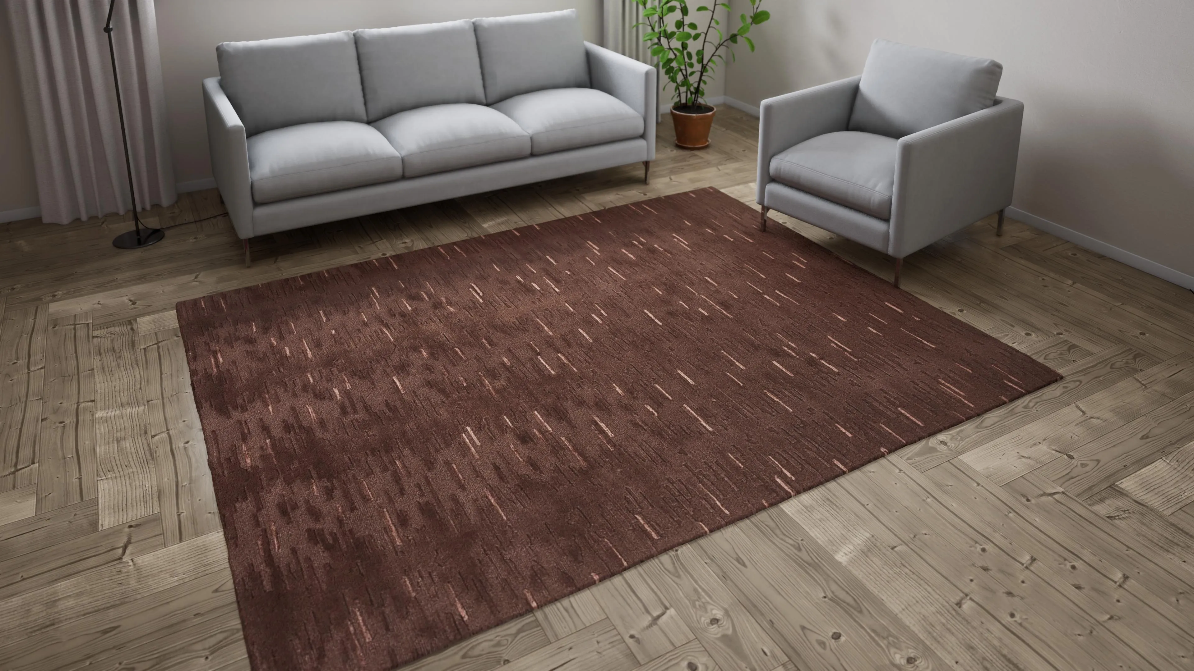 Brown Modern Wool Blend Rug - 7'11" x 9'10"