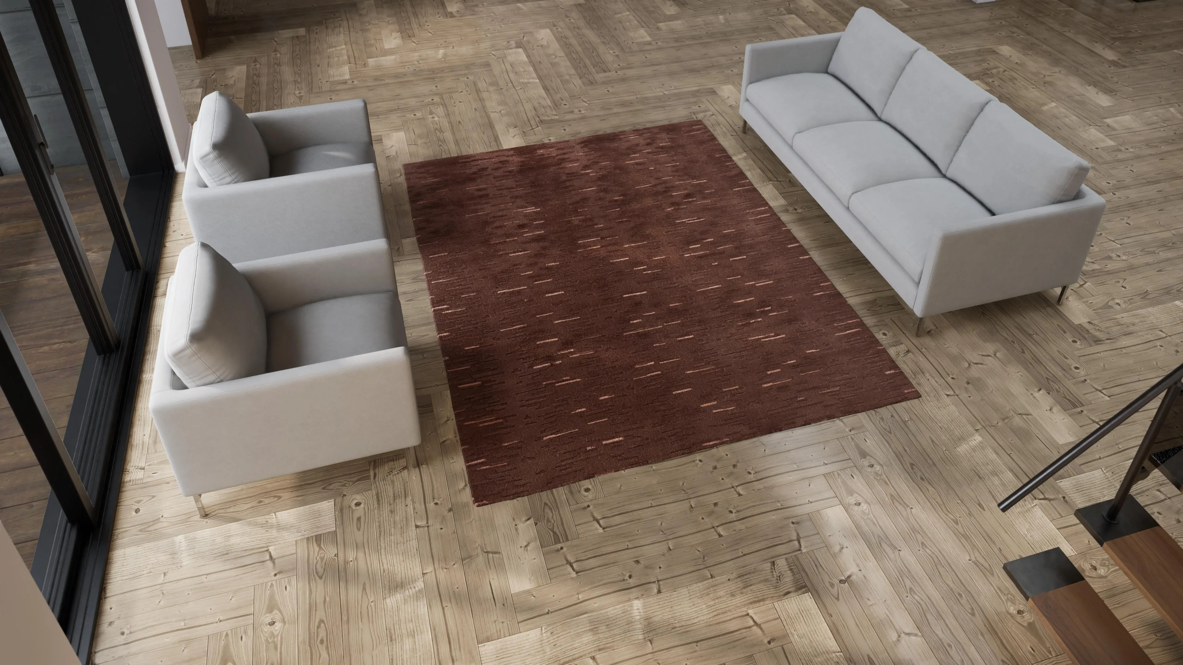 Brown Modern Wool Blend Rug - 7'11" x 9'10"