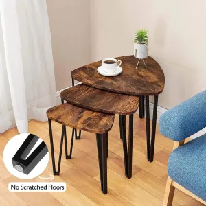 Brown Nesting-Tables Living Room Coffee Table Sets of 3