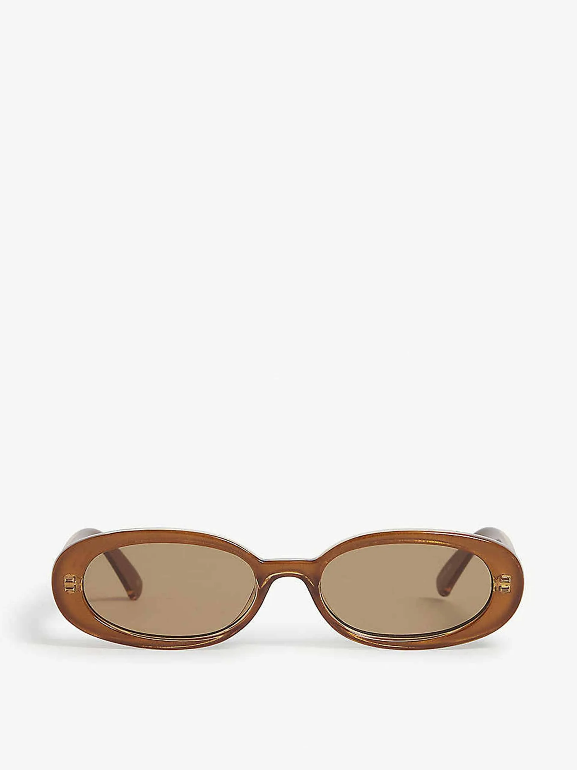 Brown oval-frame polycarbonate sunglasses