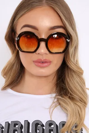 Brown Oval Oversized Thick Frame Sunglasses - Leya