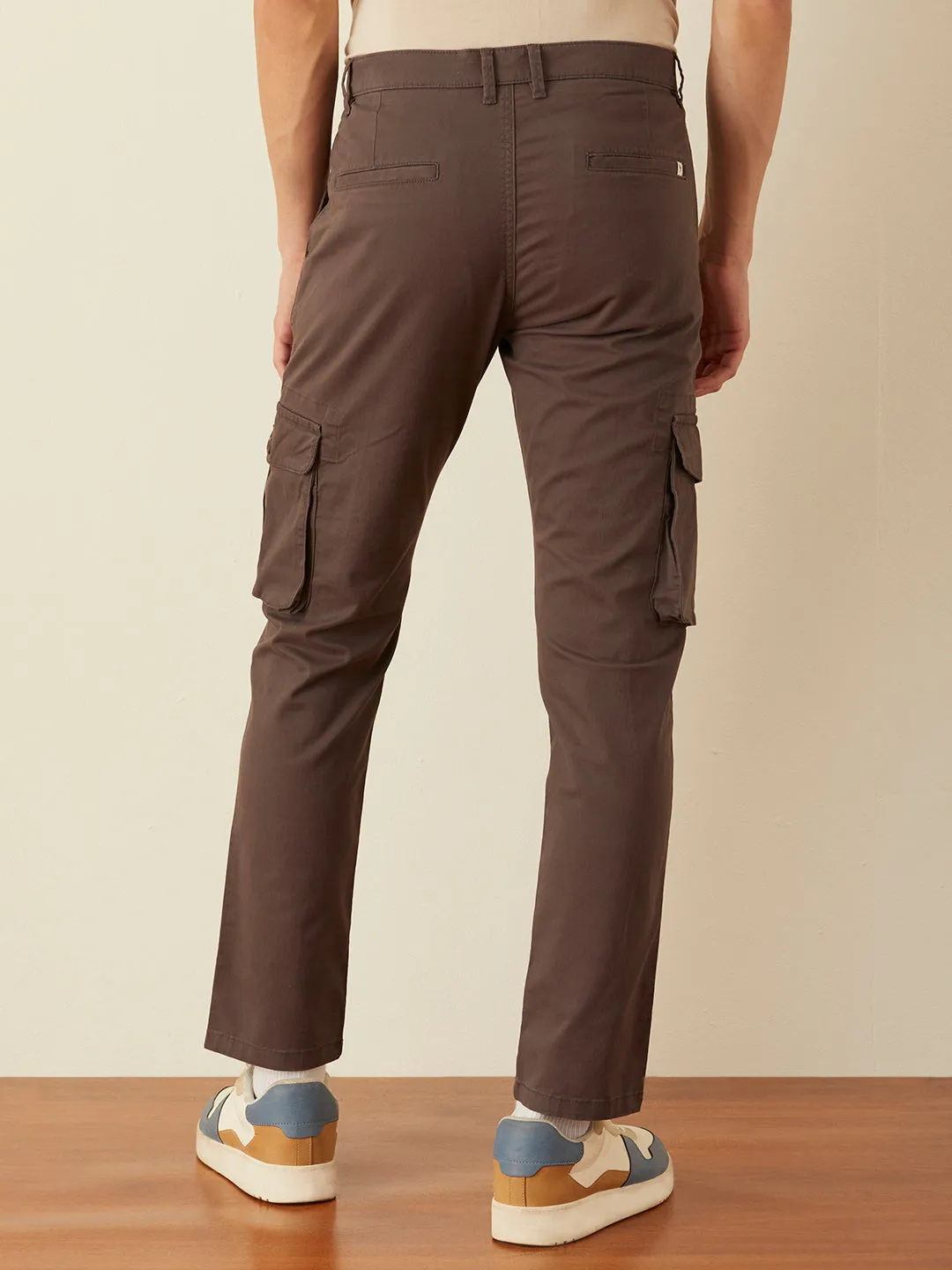 Brown Plain Cargo Pants