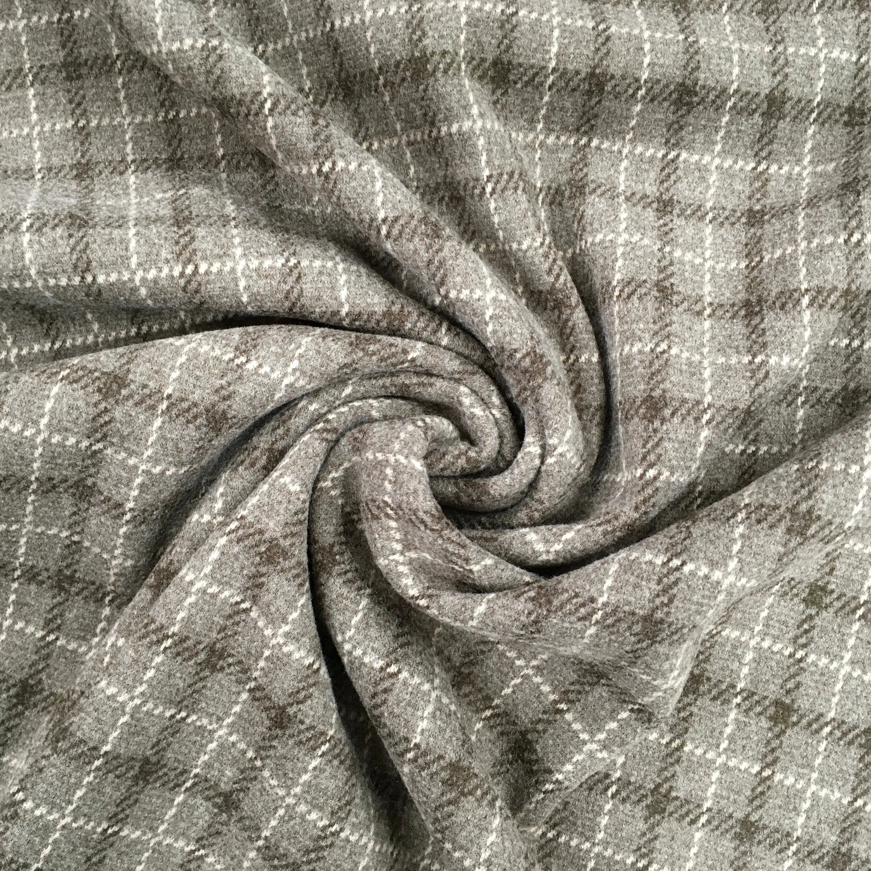 Brown Polyester Brushed Check