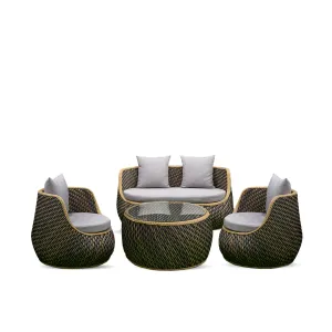 Brown rattan lounge set