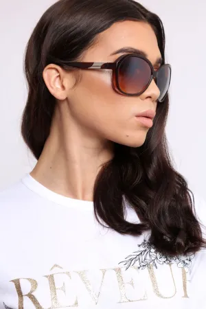 Brown Retro Rounded Frame Sunglasses - Liza