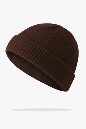 Brown Ribbed Knitted Beanie - W22 - UBH0005