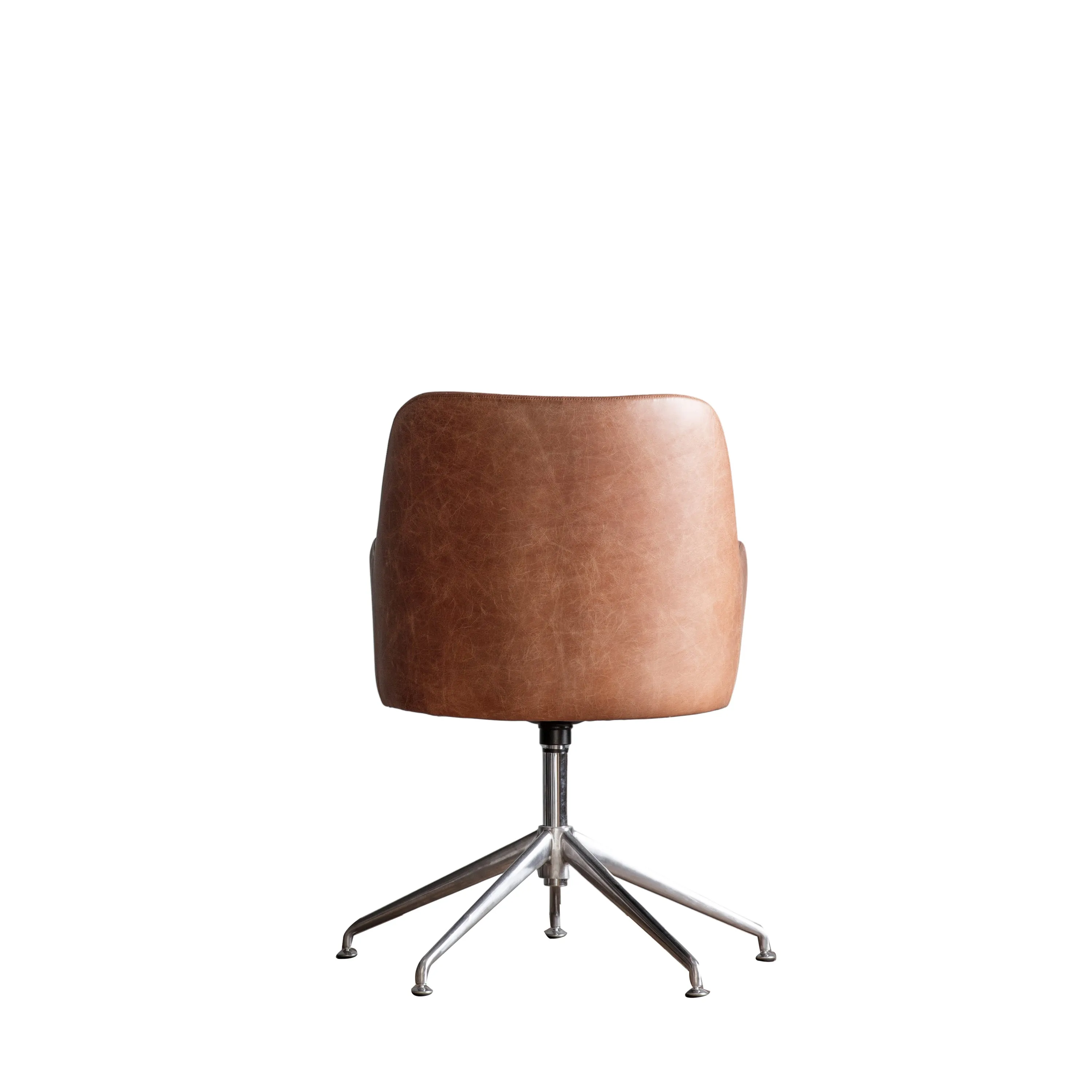 Brown Ribbed Swivel Chair