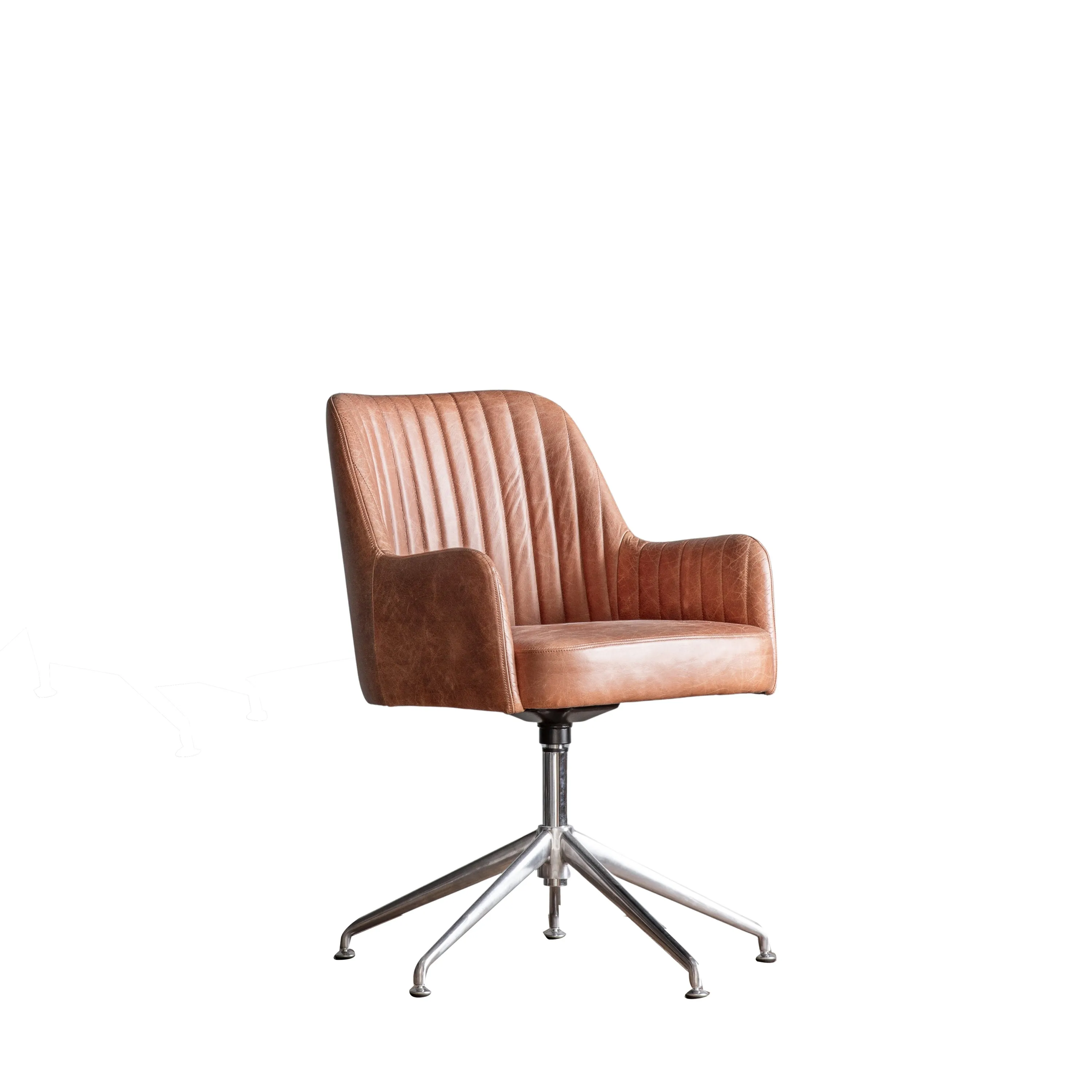 Brown Ribbed Swivel Chair