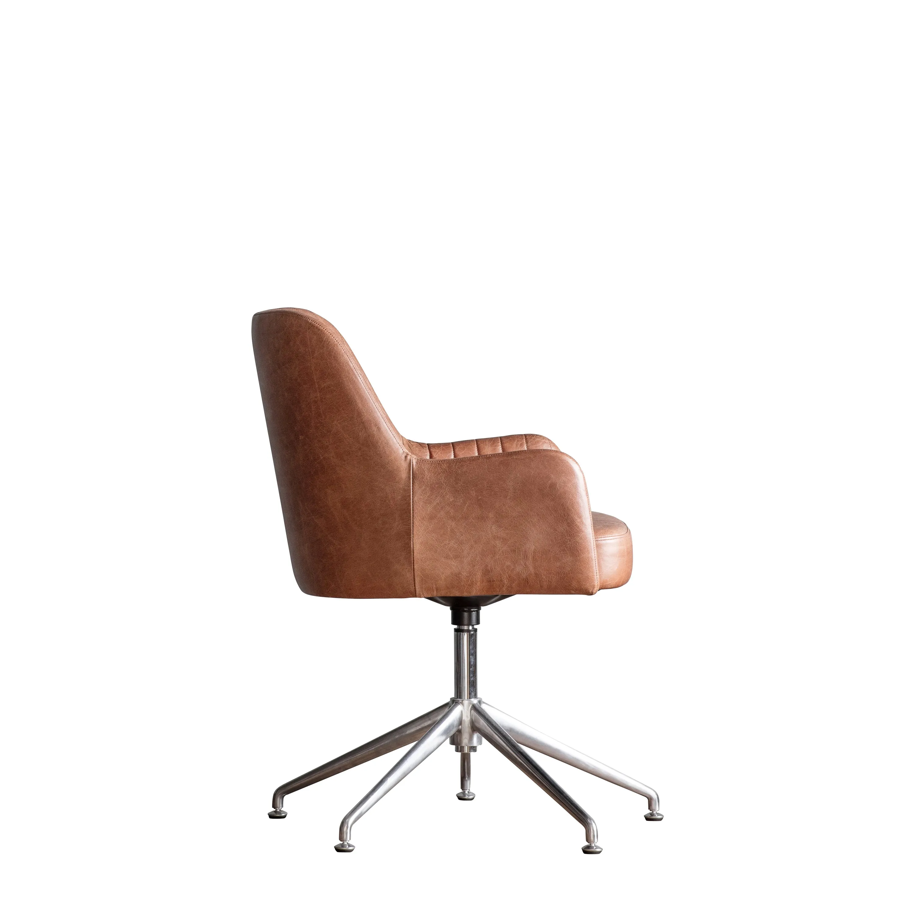 Brown Ribbed Swivel Chair