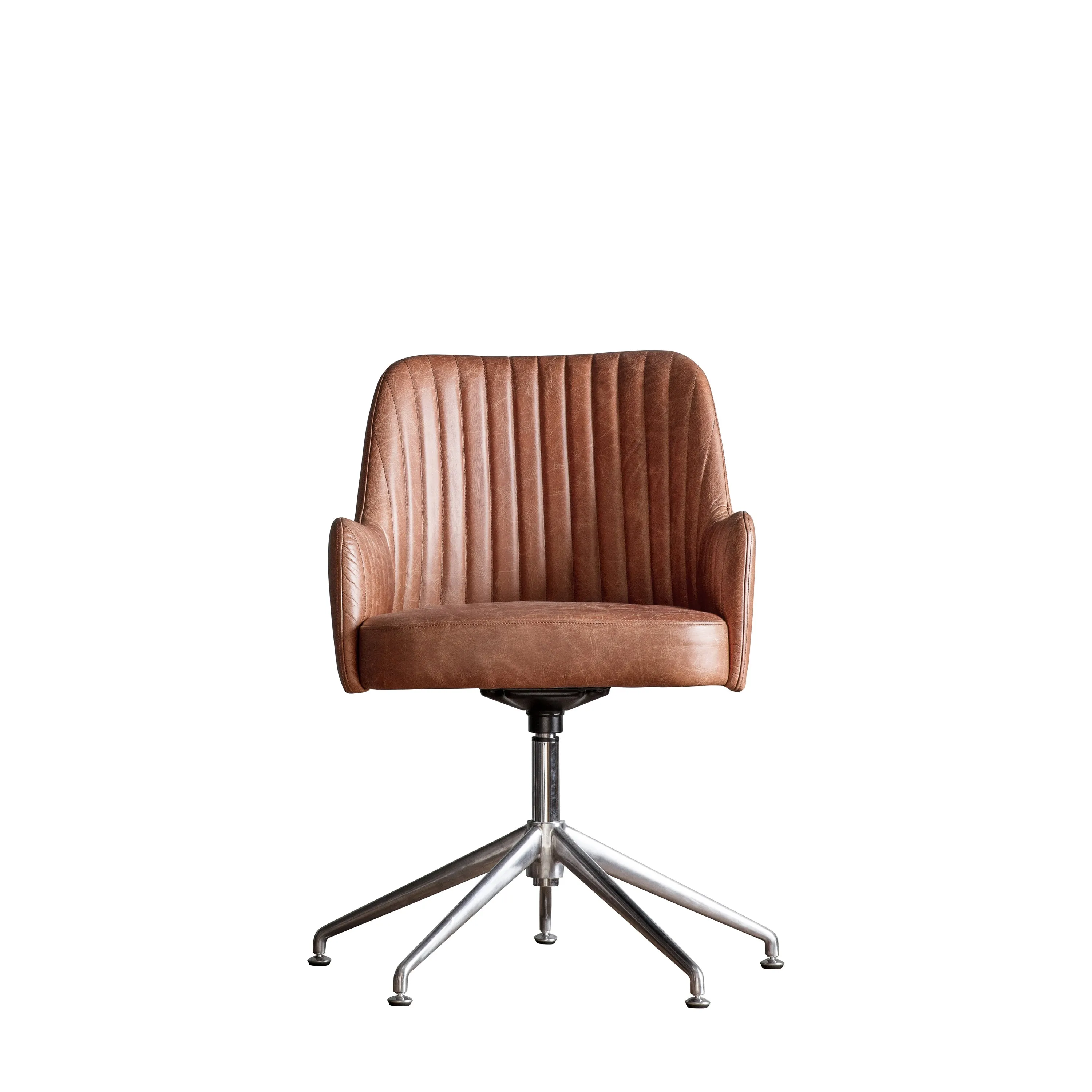 Brown Ribbed Swivel Chair