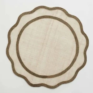 Brown Scalloped Rice Paper Placemat | Set of 4