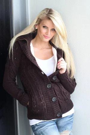 Brown Sweater With Fur Hood