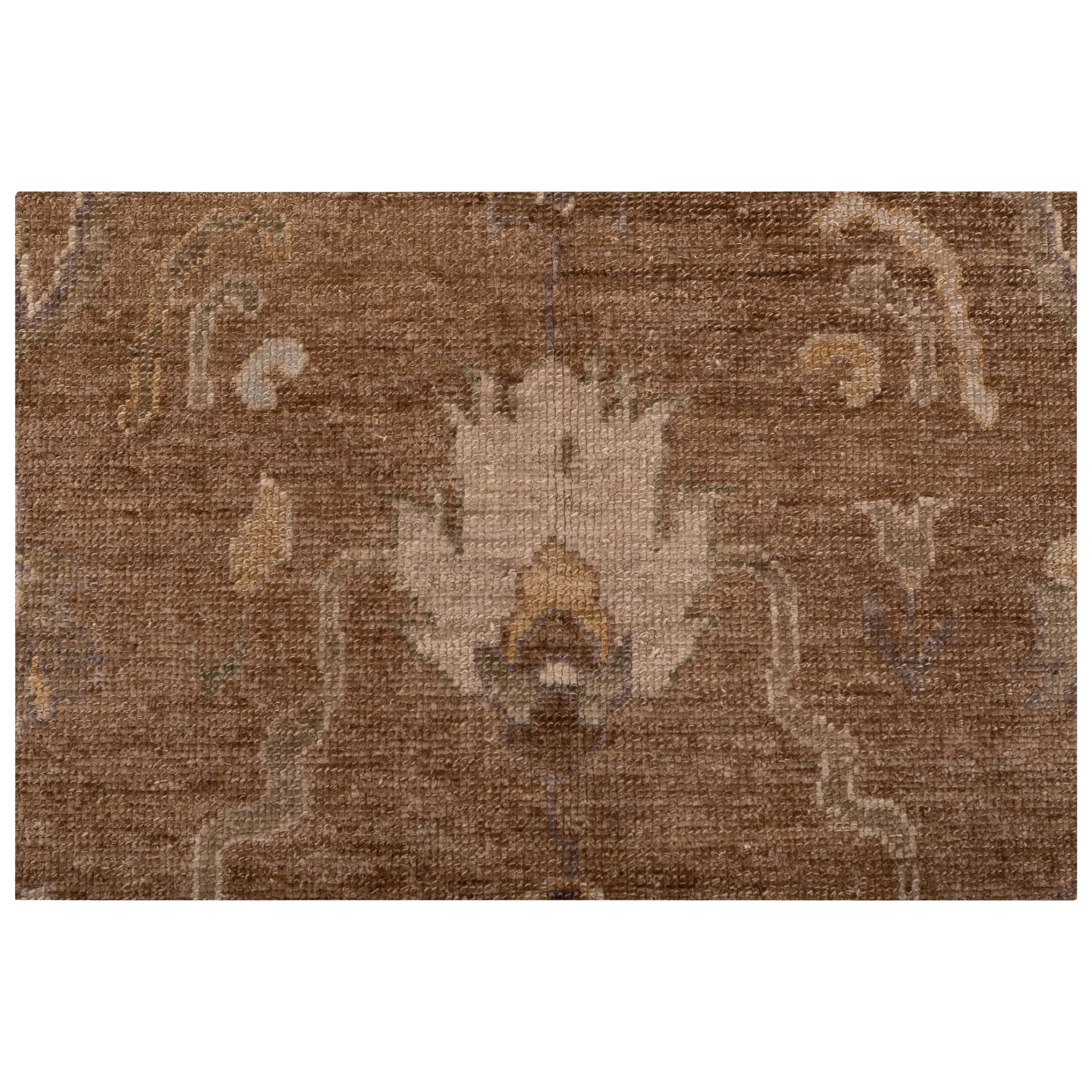 Brown Traditional Turkish Oushak Wool Rug - 6' x 9'