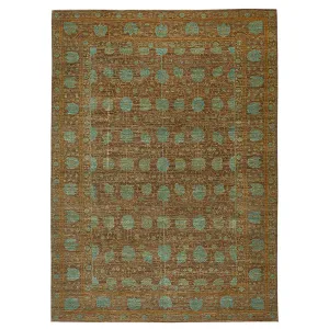 Brown Traditional Wool Rug - 9'9" x 13'7"