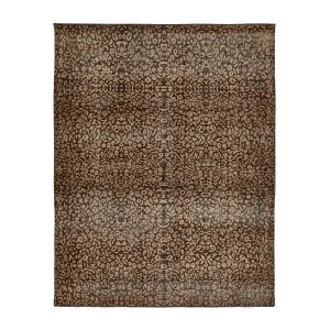 Brown Transitional Wool Rug - 8'x 10'