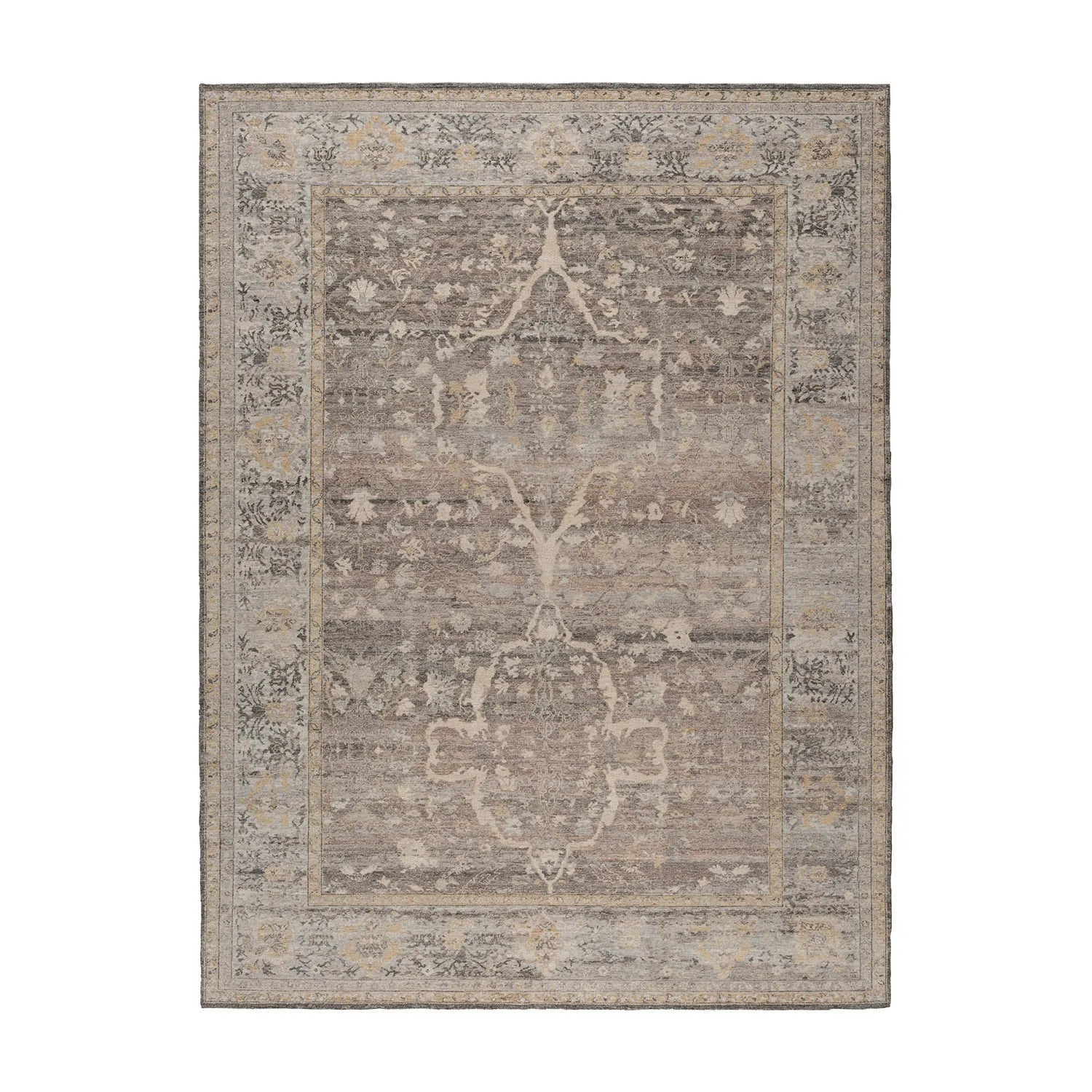 Brown Transitional Wool Rug - 9' x 12'