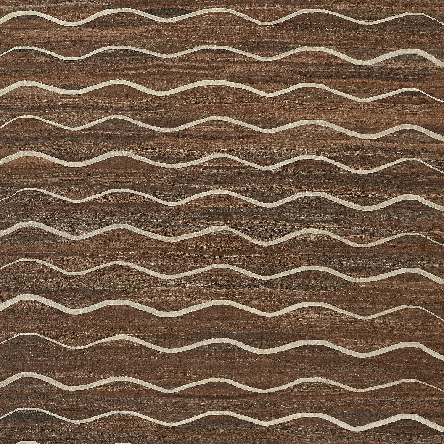 Brown Turkish Flatweave Wool Rug - 8'2" x 9'10"