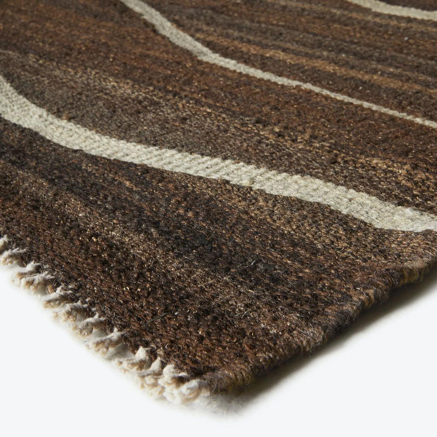 Brown Turkish Flatweave Wool Rug - 8'2" x 9'10"