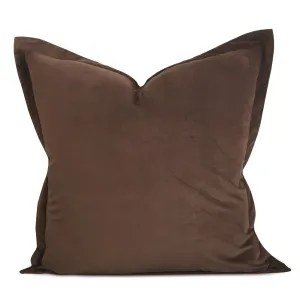 Brown Velvet Self Flange Throw Pillow Cover 22x22