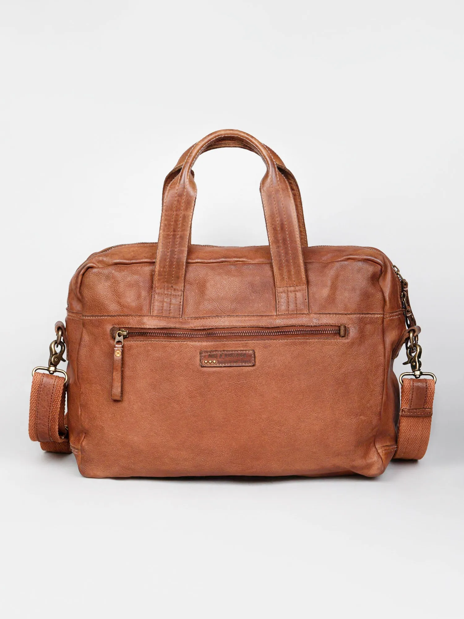 Brown Vintage Leather Laptop Bag For Men & Women By Art N Vintage