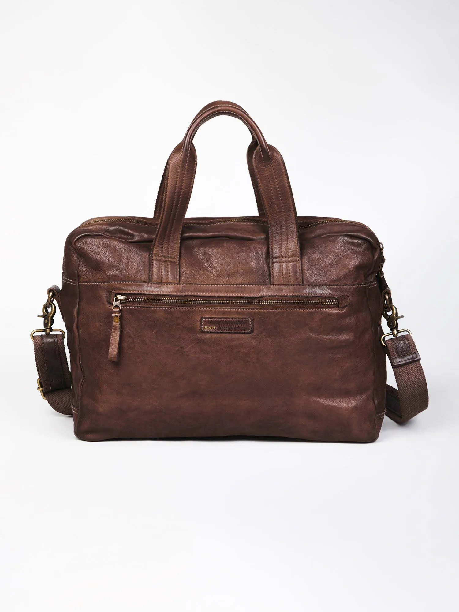 Brown Vintage Leather Laptop Bag For Men & Women By Art N Vintage