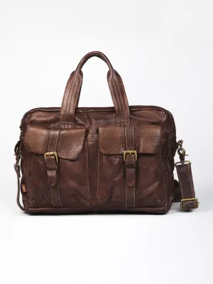 Brown Vintage Leather Laptop Bag For Men & Women By Art N Vintage