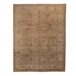 Brown Vintage Persian Tabriz Rug - 9'10" x 12'6"