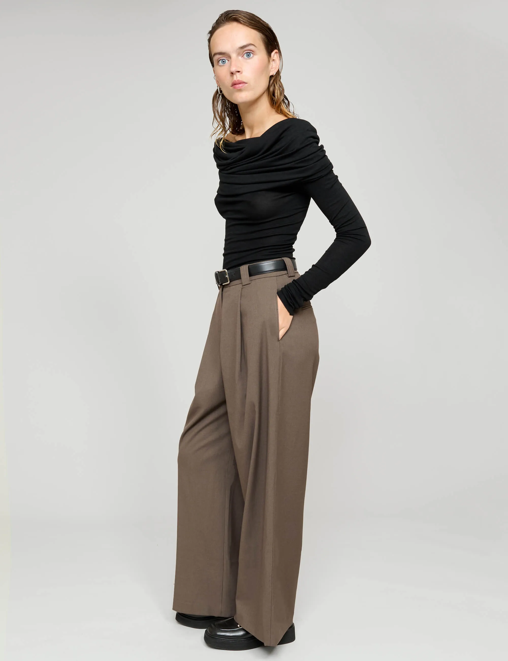 Brown Wide-Leg Pants