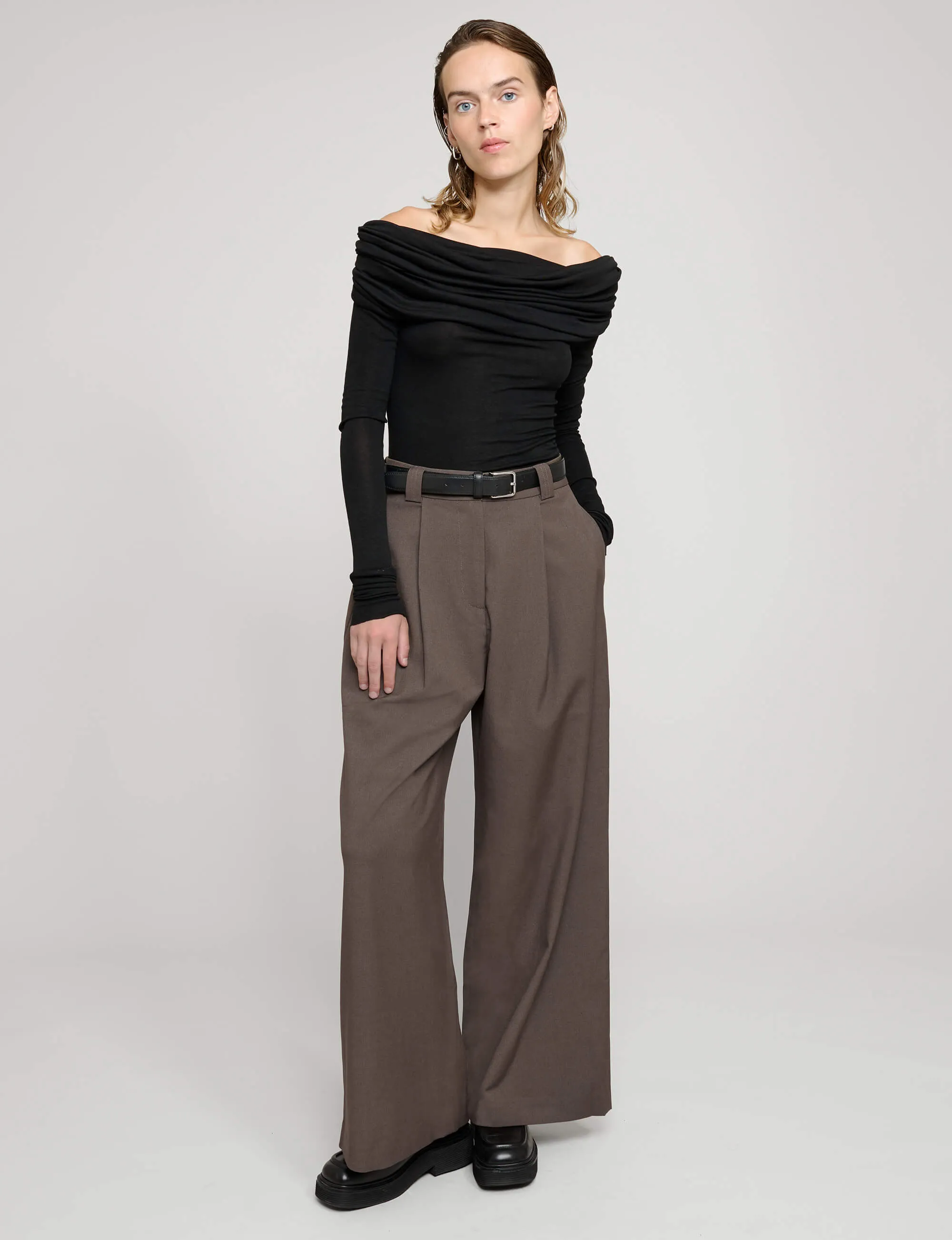 Brown Wide-Leg Pants