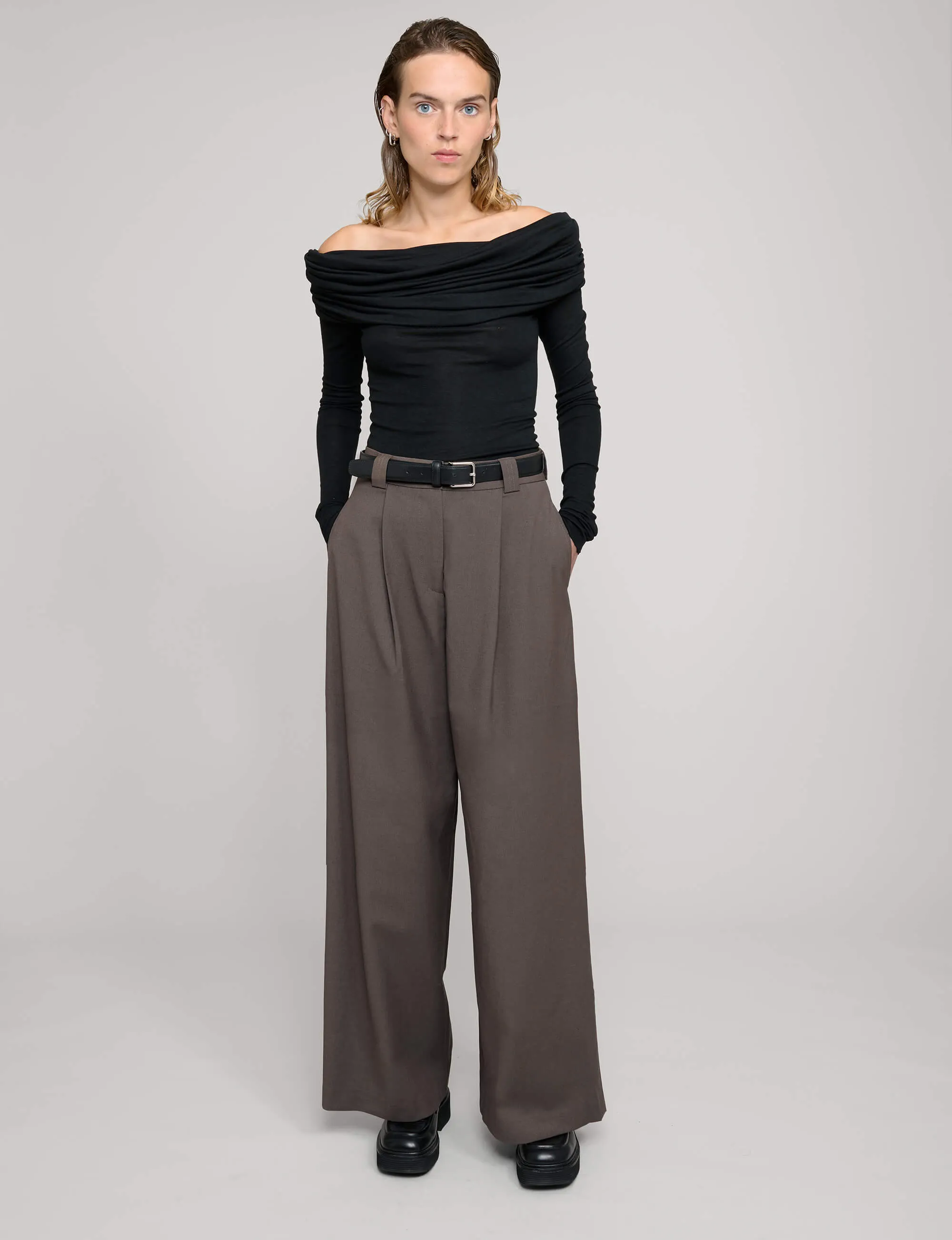 Brown Wide-Leg Pants