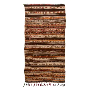 Brown Wool Kilim Rug - 4'10" x 10'4"