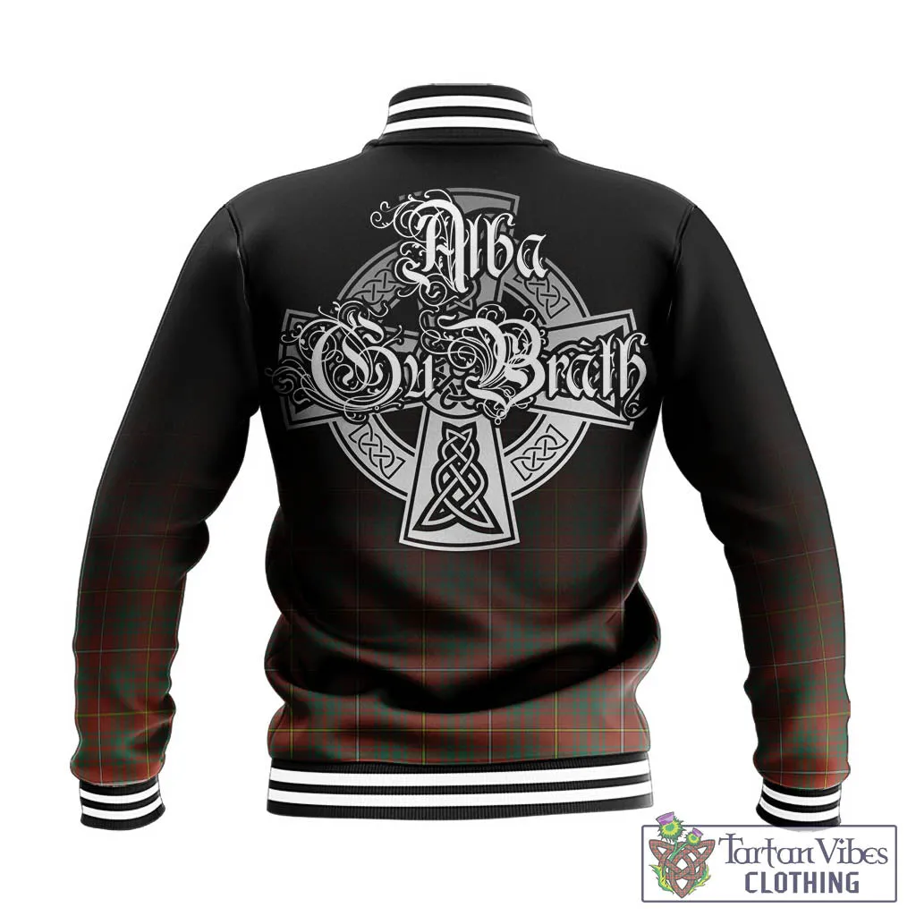 Bruce Ancient Tartan Baseball Jacket Featuring Alba Gu Brath Family Crest Celtic Inspired