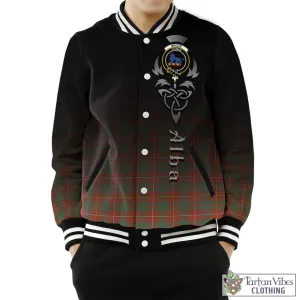 Bruce Ancient Tartan Baseball Jacket Featuring Alba Gu Brath Family Crest Celtic Inspired