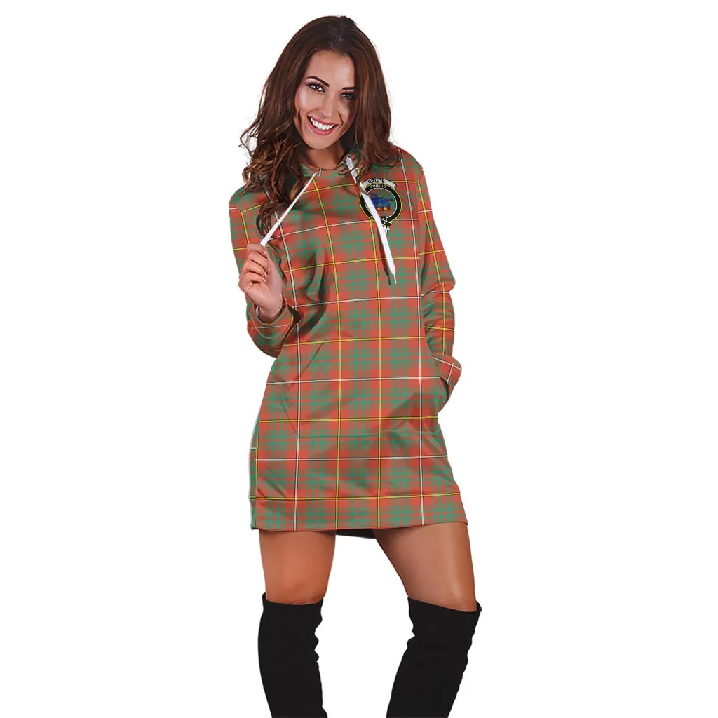 Bruce Ancient Tartan Hoodie Dress with Family Crest