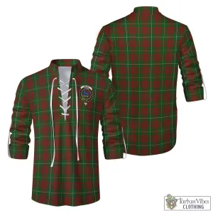 Bruce Hunting Tartan Men's Scottish Traditional Jacobite Ghillie Kilt Shirt with Family Crest