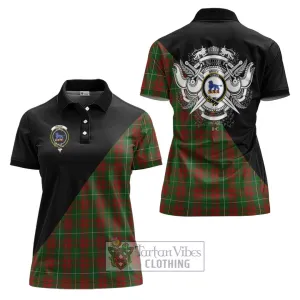 Bruce Hunting Tartan Women's Polo Shirt with Family Crest and Military Logo Style