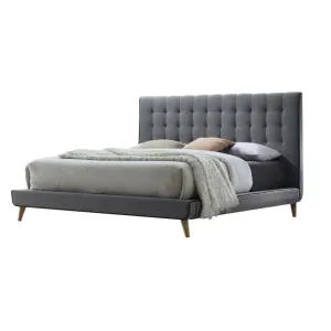 Bruce King Bed, Light Gray Fabric