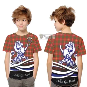 Bruce Modern Tartan Kid T-Shirt with Alba Gu Brath Regal Lion Emblem