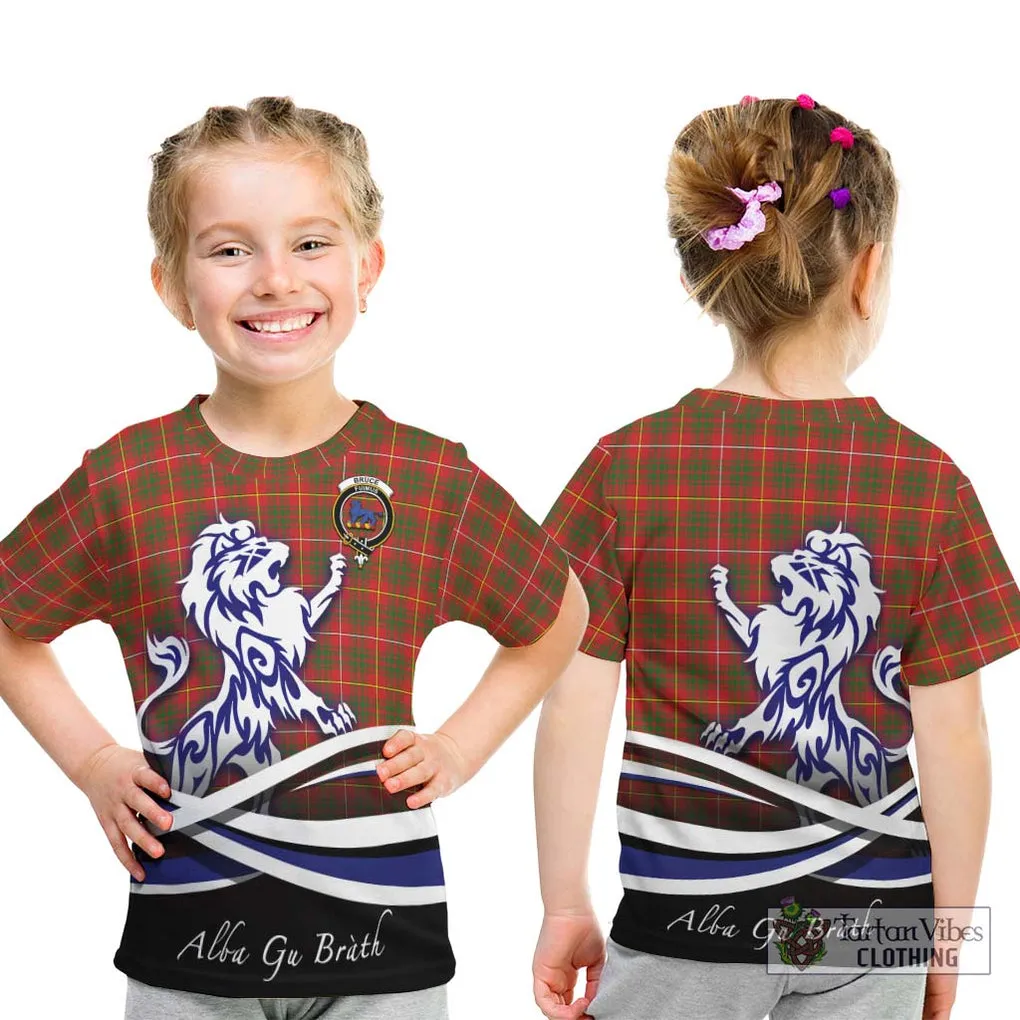 Bruce Modern Tartan Kid T-Shirt with Alba Gu Brath Regal Lion Emblem