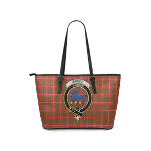 Bruce Modern Tartan Leather Tote Bag with Family Crest