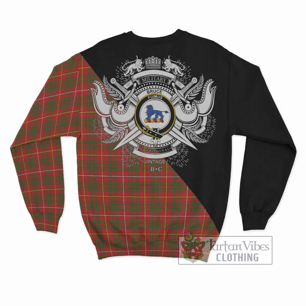 Bruce Modern Tartan Sweatshirt with Family Crest and Military Logo Style