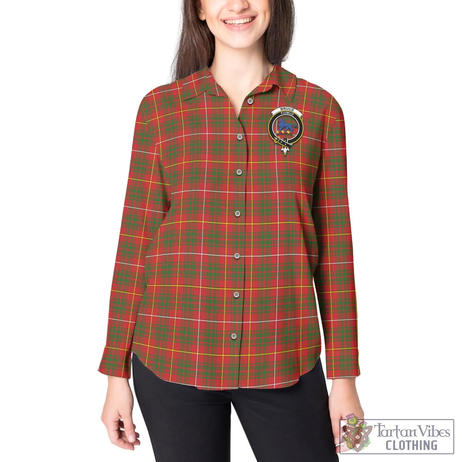 Bruce Modern Tartan Women's Casual Shirt with Family Crest