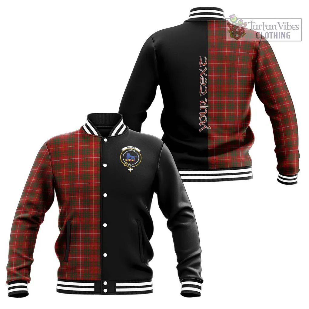 Bruce Tartan Baseball Jacket with Family Crest and Half Of Me Style