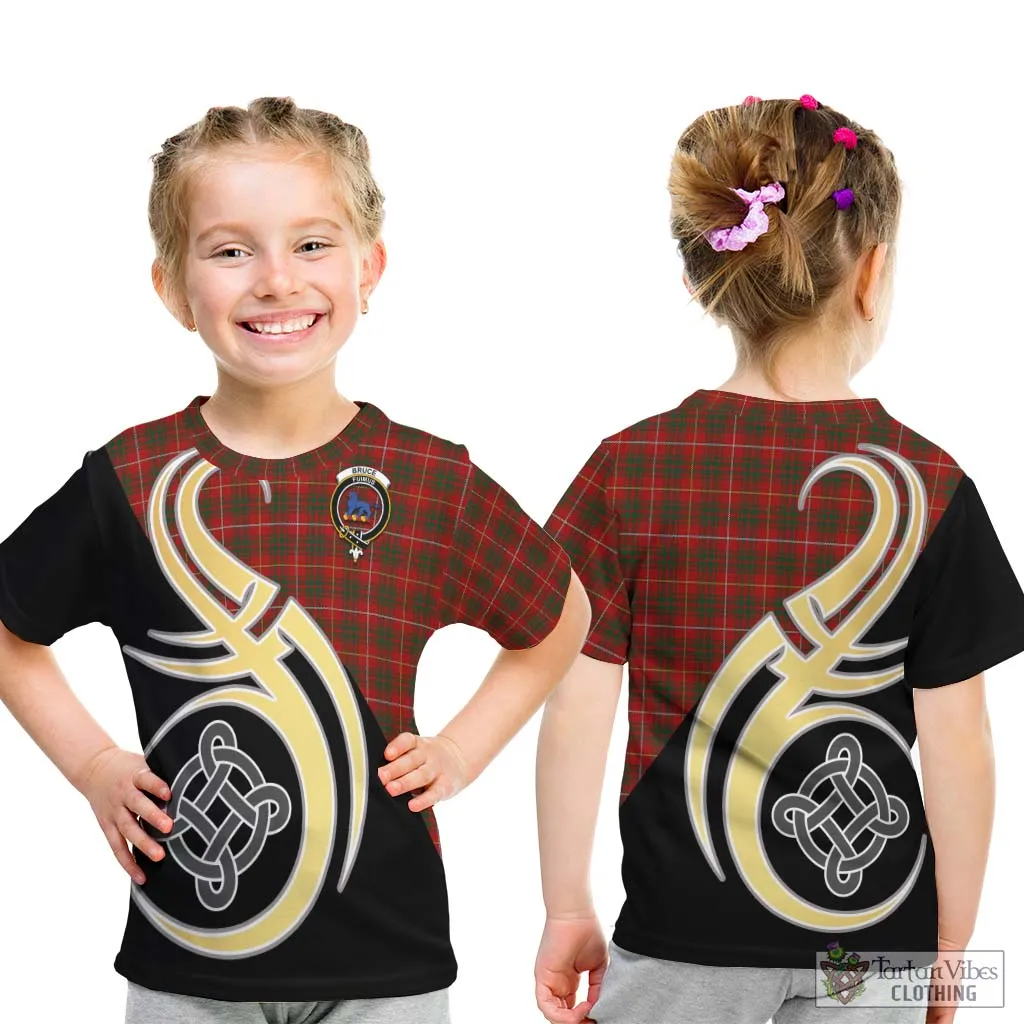 Bruce Tartan Kid T-Shirt with Family Crest and Celtic Symbol Style