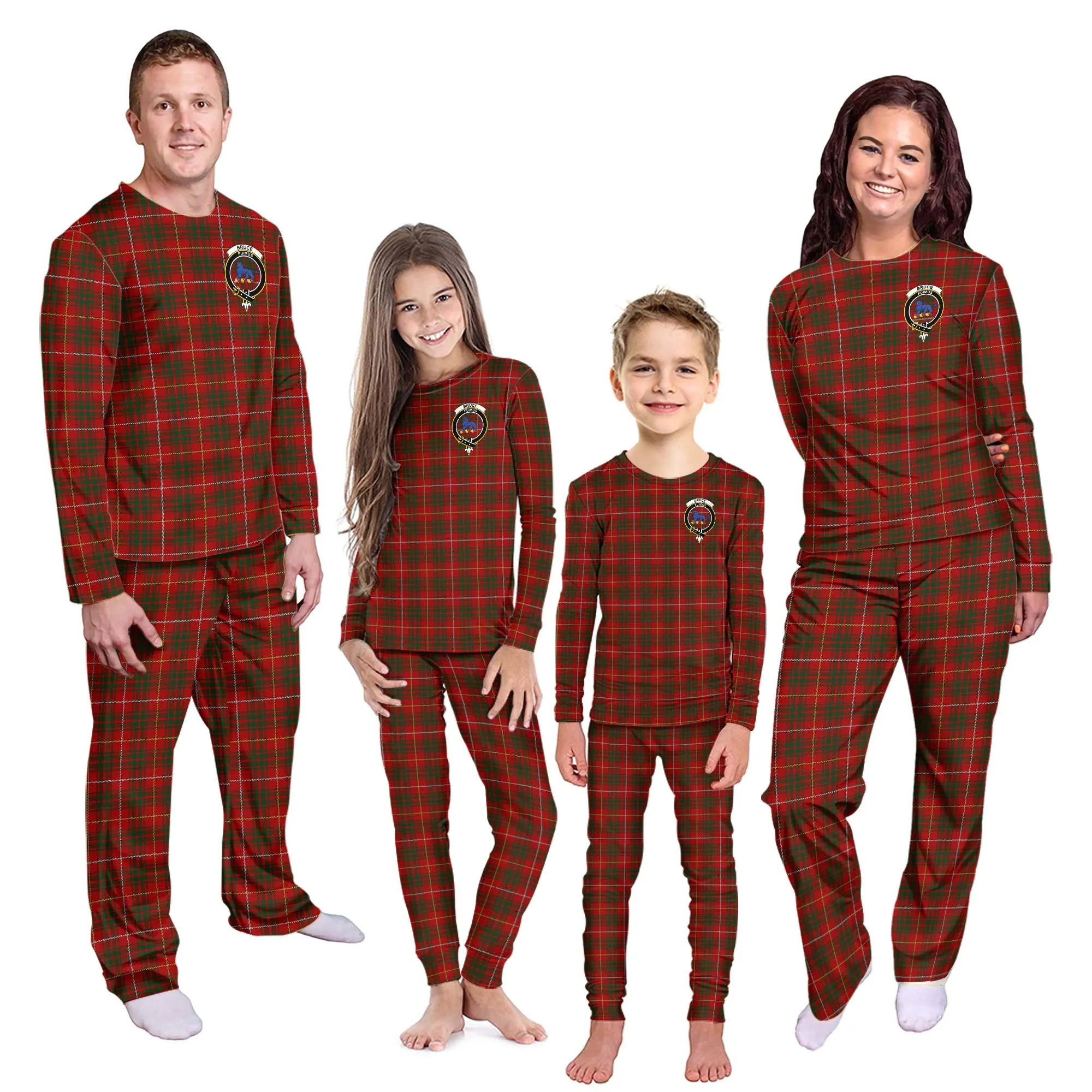 Bruce Tartan Pajamas Family Set with Family Crest