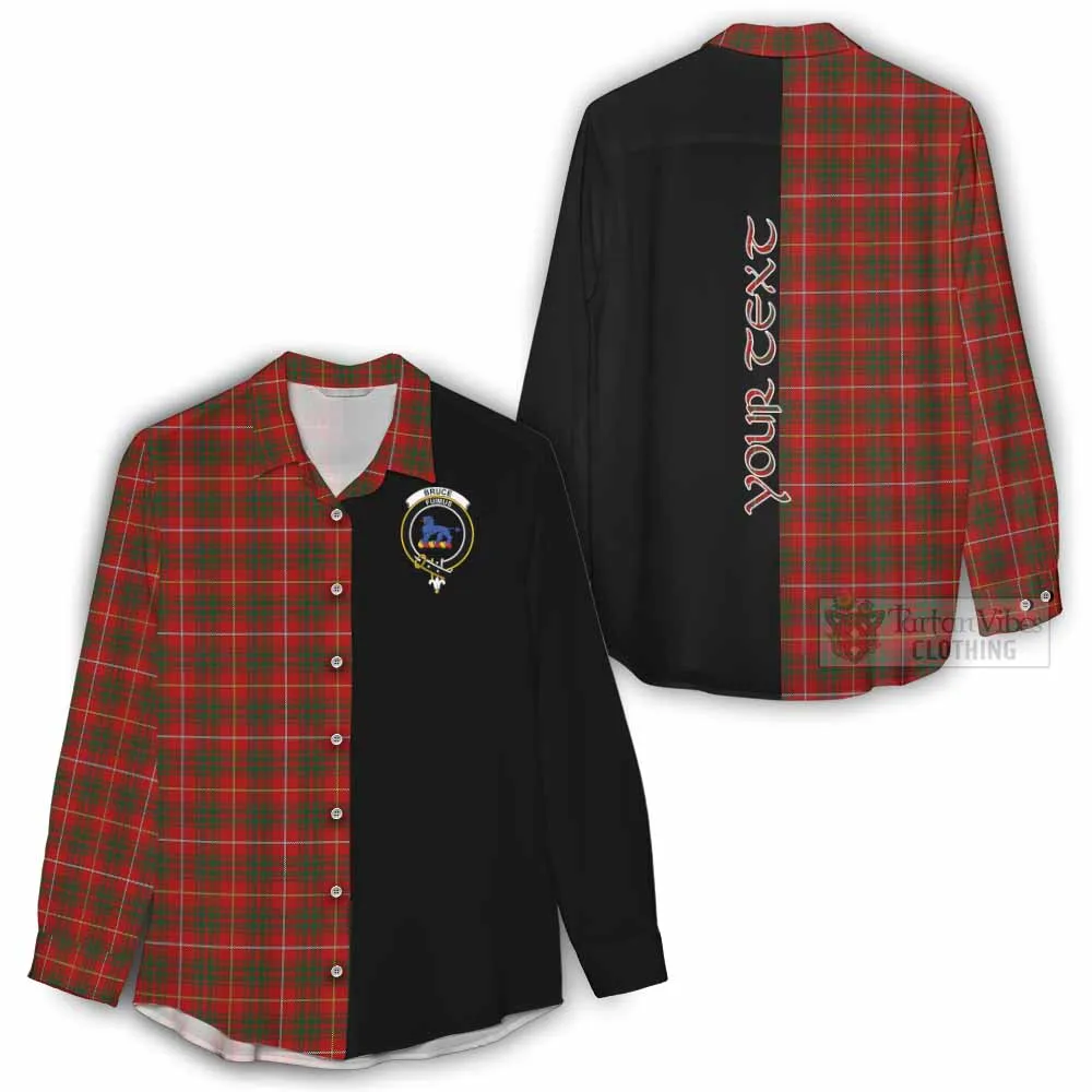 Bruce Tartan Women's Casual Shirt with Family Crest and Half Of Me Style