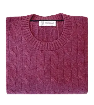 BRUNELLO CUCINELLI Cashmere Cable Knit Crewneck Sweater