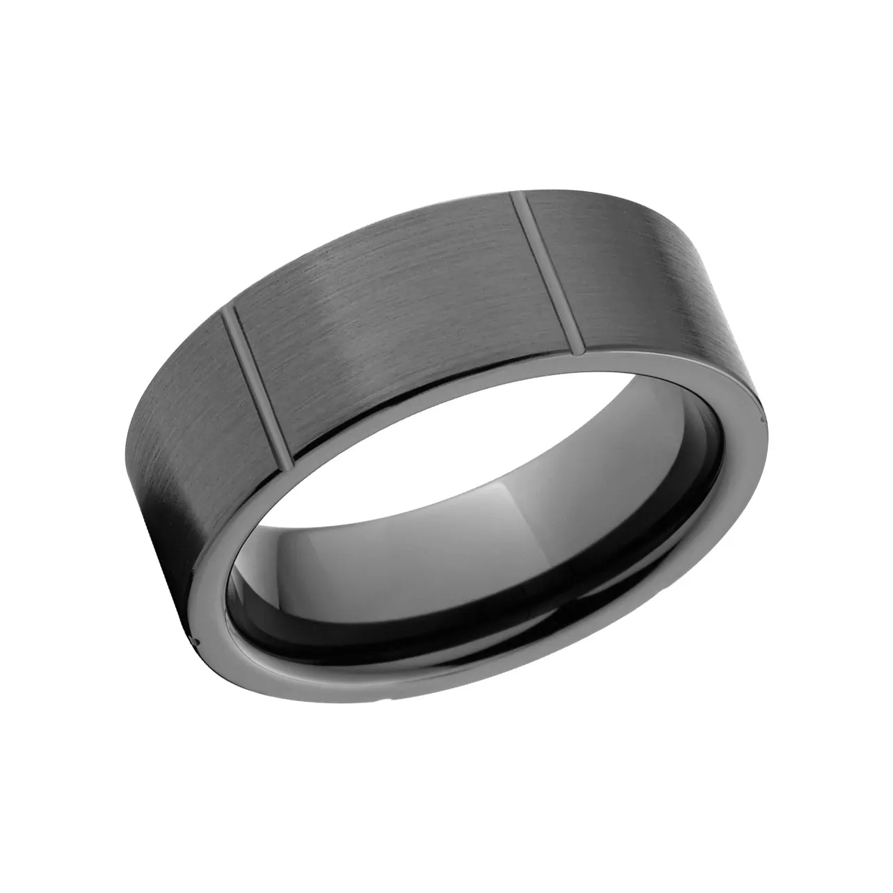 Brushed 6 Groove Ceramic Ring - Men's Wedding Bands